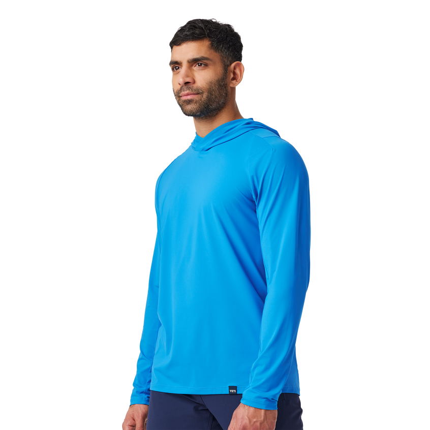 YETI Men's Hooded Ultra Lightweight Sunshirt Blue