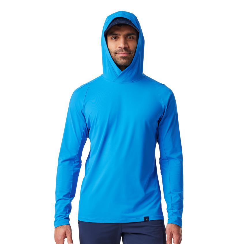 YETI Men's Hooded Ultra Lightweight Sunshirt Blue