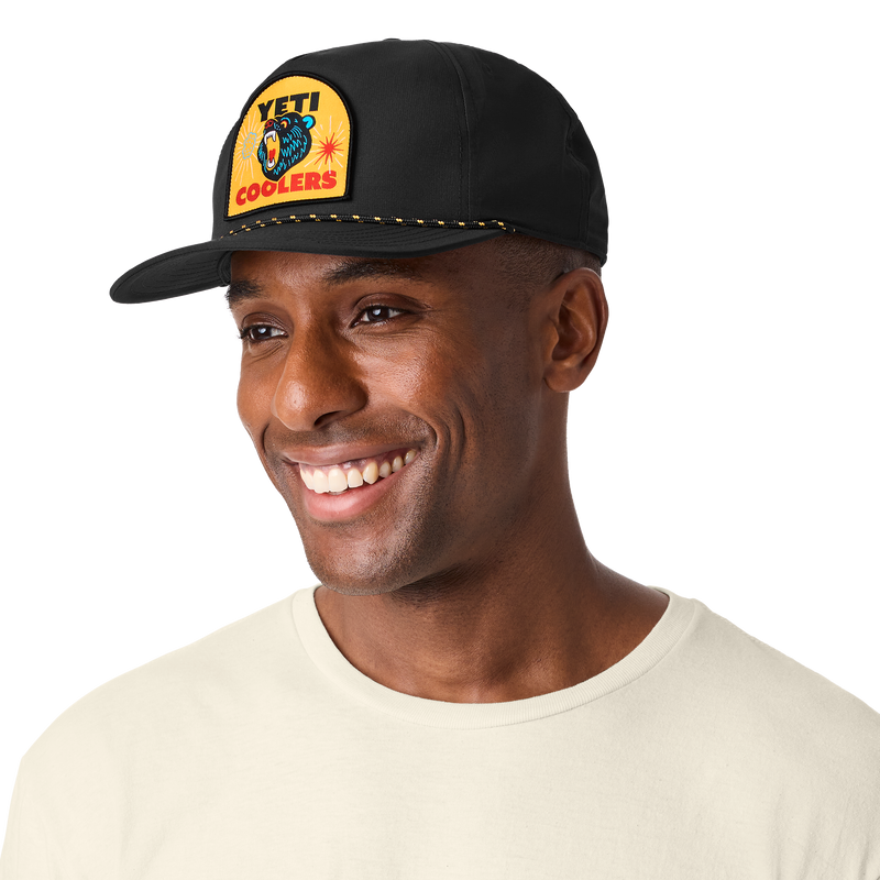 Black Bear Flat Brim Rope Hat Black Black