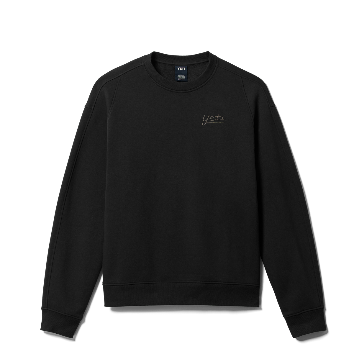 YETI Logo Script Fleece Crew Neck Black