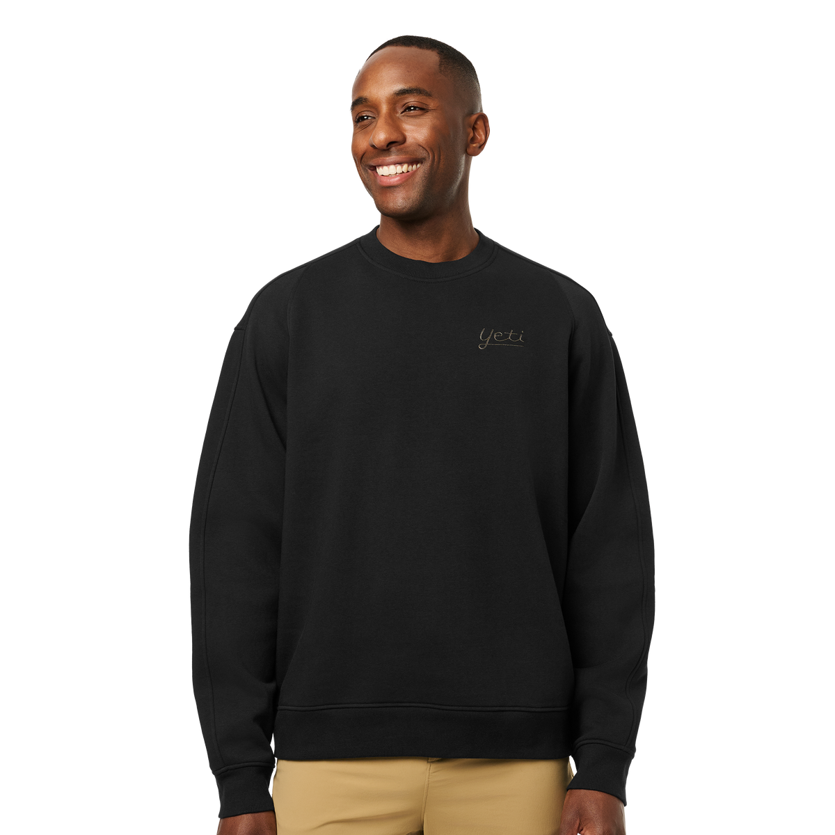 YETI Logo Script Fleece Crew Neck Black