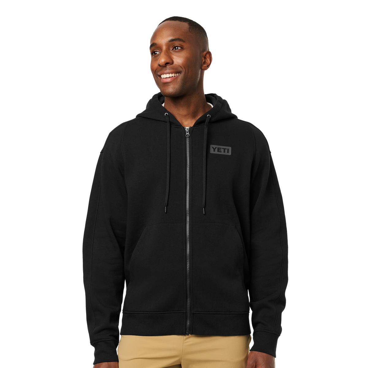 Logo Badge Full Zip Hoodie Black