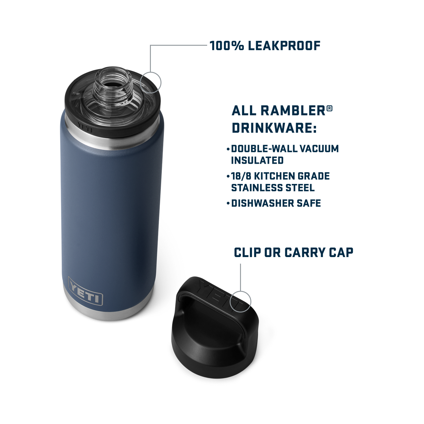 YETI Rambler® 26 oz (769 ml) Bottle With Chug Cap Stag Red