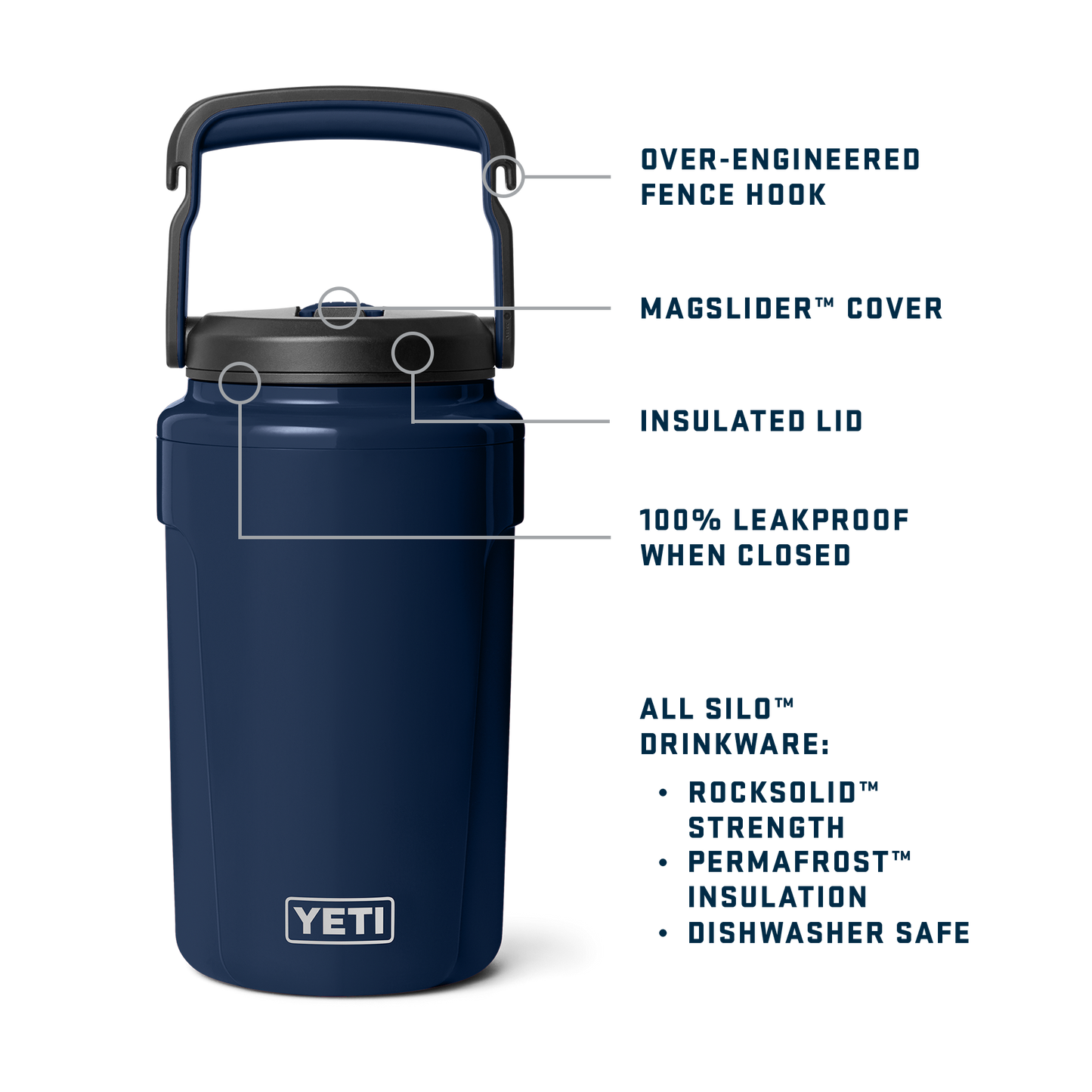 Silo™ Half Gallon (1.9 L) Jug with Straw Cap Navy