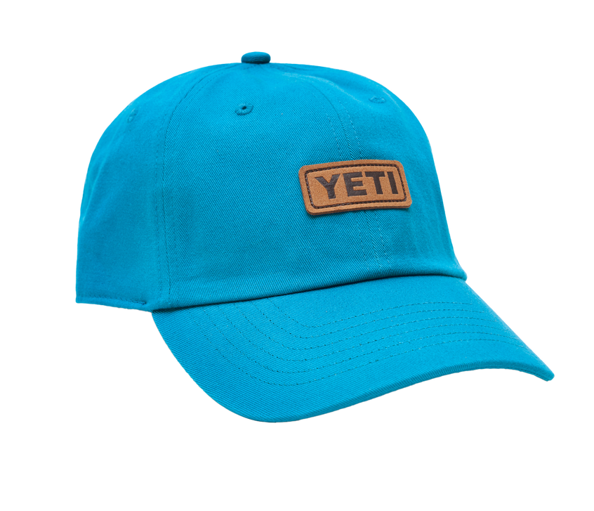 YETI Leather Logo Badge Soft Crown Hat Aquifer Blue Aquifer Blue