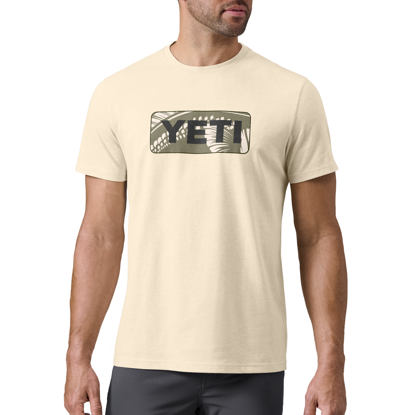 YETI Bass Badge Short Sleeve T-Shirt Heather Cream