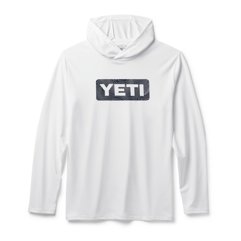 YETI Wave Logo Badge Hooded Long Sleeve Sunshirt White