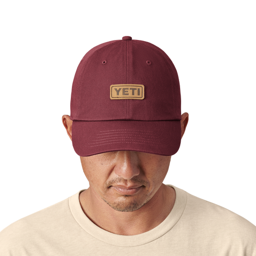 YETI Leather Logo Badge Hat Harvest Red Harvest Red