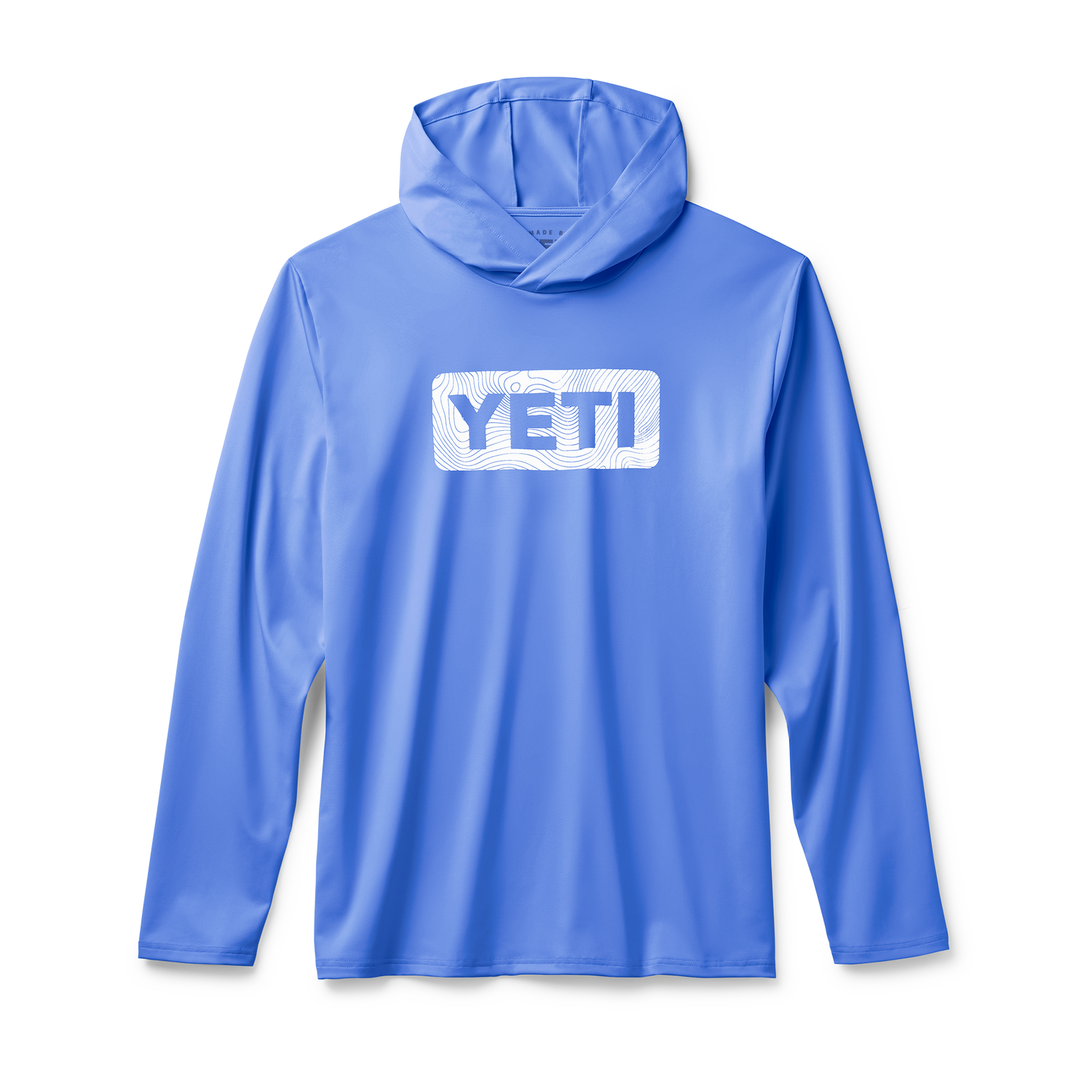 YETI Wave Logo Badge Hooded Long Sleeve Sunshirt Offshore Blue