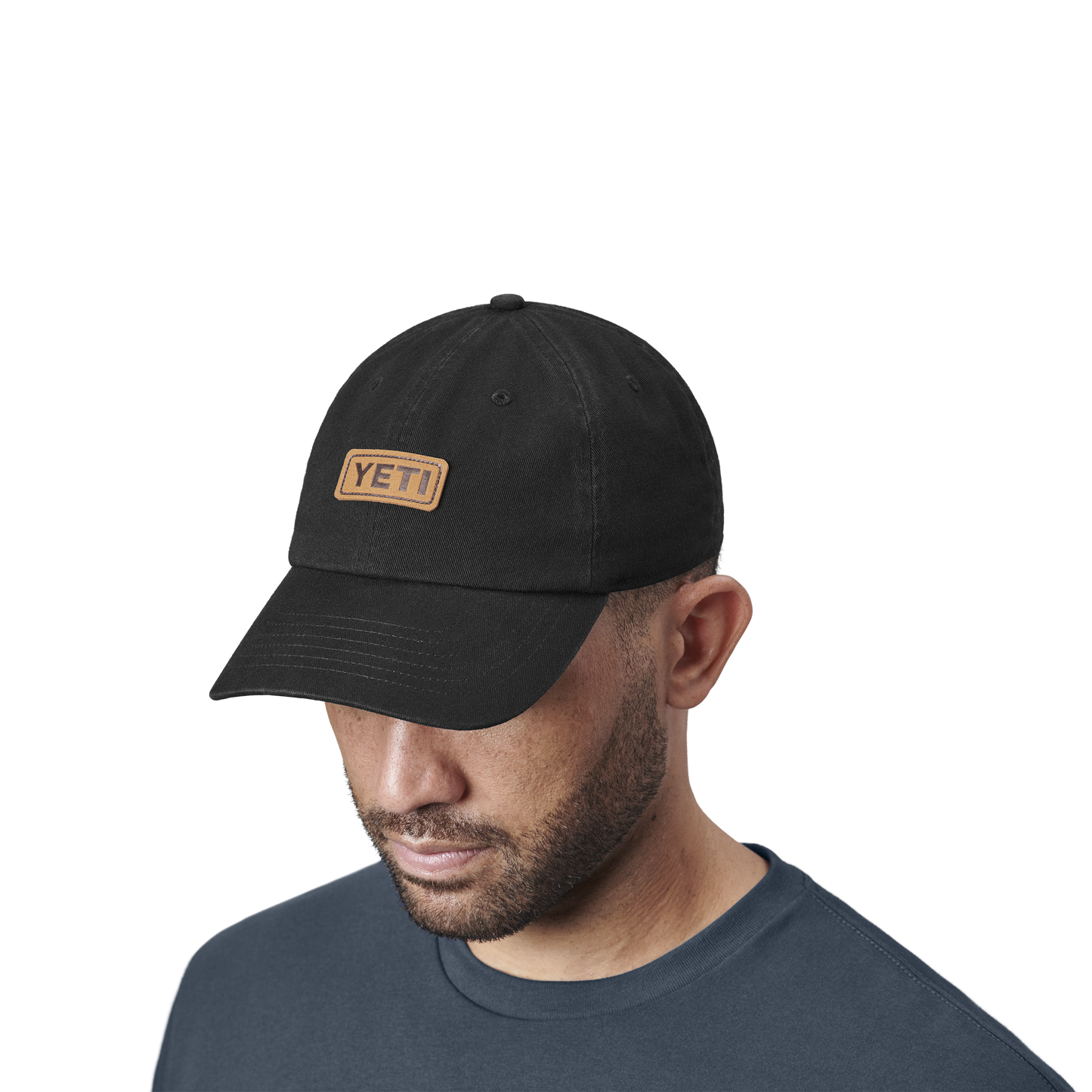 YETI Leather Logo Badge Hat Black Black